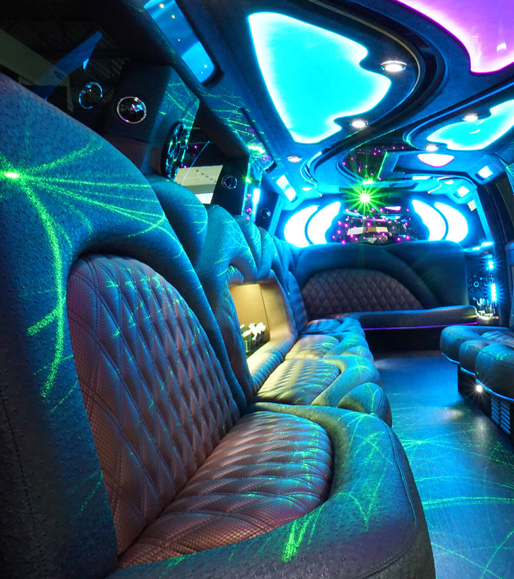 plush leather seating on the limo