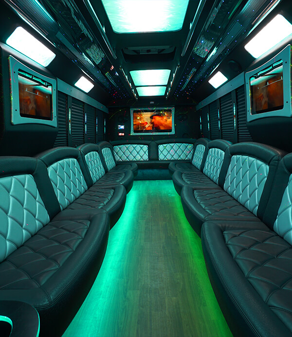 inside a limo bus